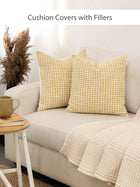 Girnar Set Of 2 Cushion Covers + 2 Cushion Fillers (Yellow) - 40X40 cm