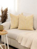 Girnar Set Of 2 Cushion Covers + 2 Cushion Fillers (Yellow) - 40X40 cm