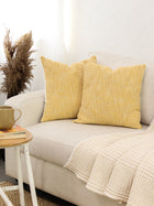 Vindhya Set Of 2 Cushion Covers + 2 Cushion Fillers (Yellow) - 40X40 cm