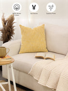 Vindhya Set Of 2 Cushion Covers + 2 Cushion Fillers (Yellow) - 40X40 cm