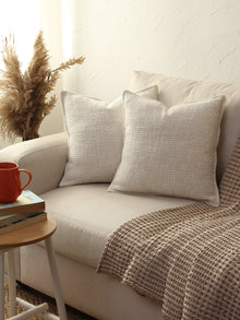 Vindhya Set Of 2 Cushion Covers + 2 Cushion Fillers (Natural) - 40X40 cm