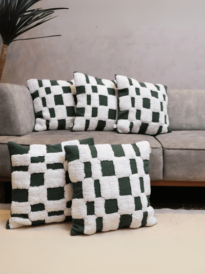 Checkered Chic Tufted Cushion Cover - Set of 5