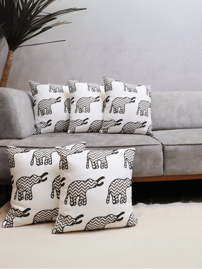 Chevron Elephant Embroidered Cushion Cover - Set of 5