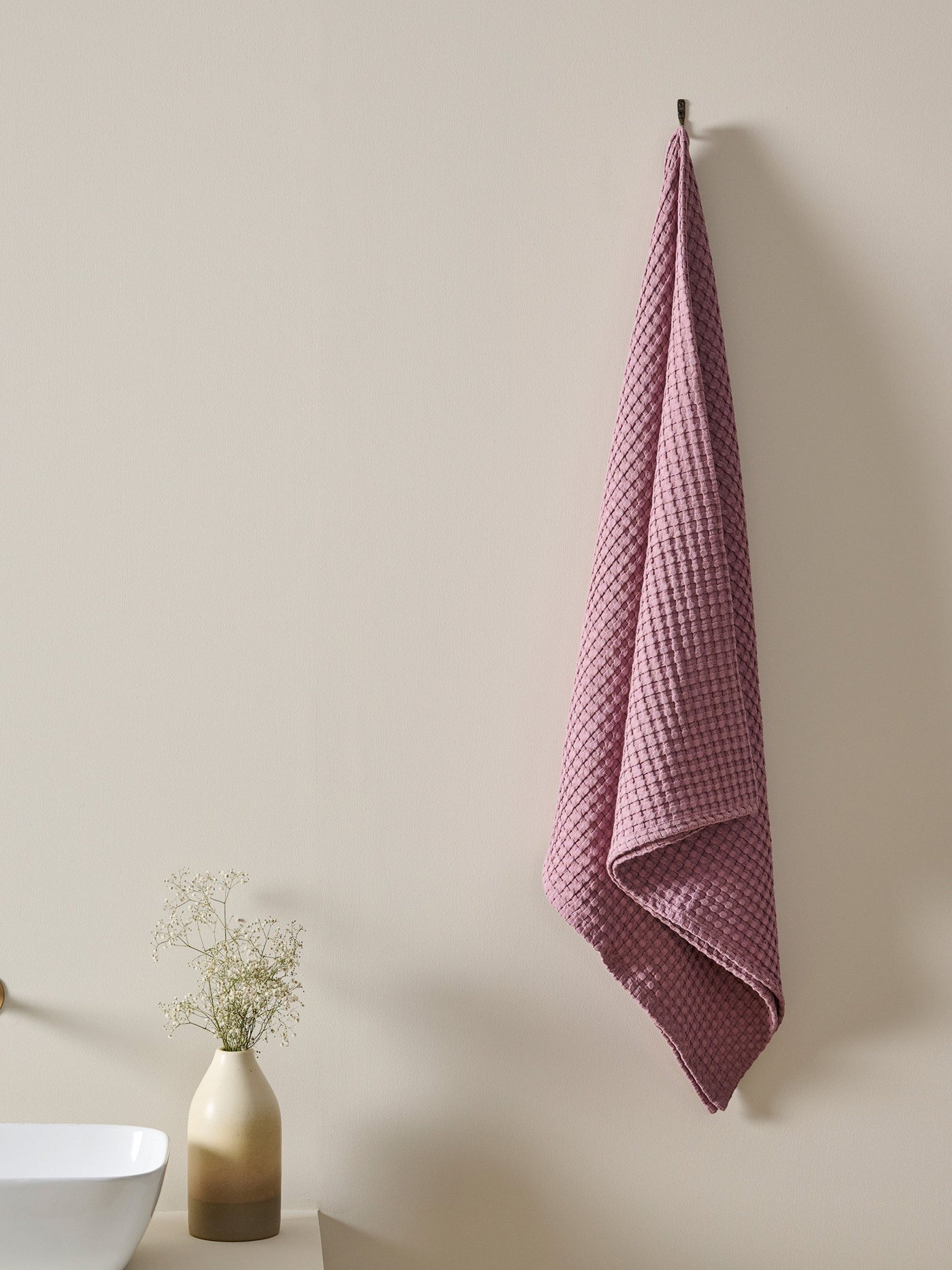 Chalk Cotton Waffle XL Bath Towel Melow Mauve