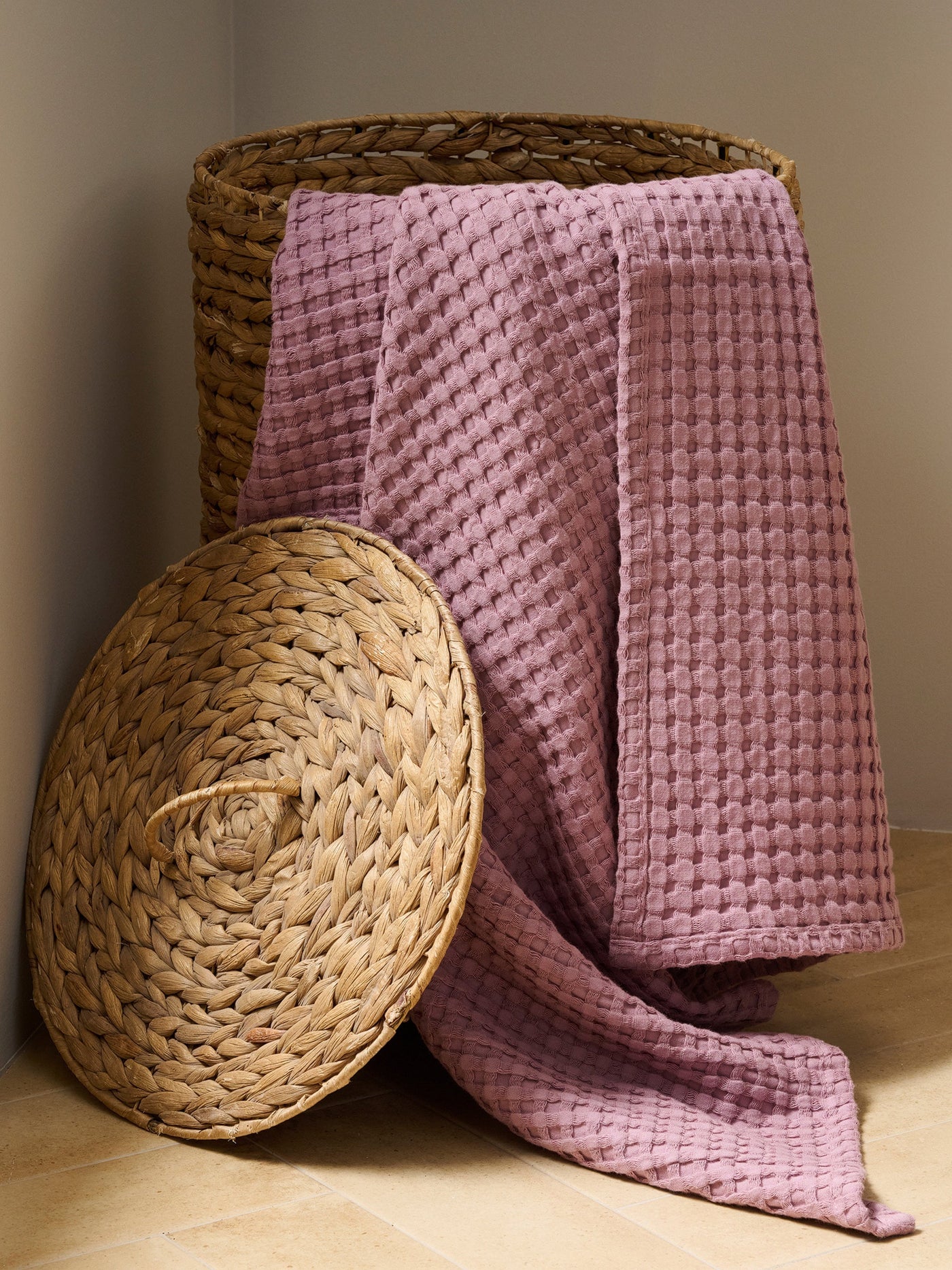 Chalk Cotton Waffle Bath Towel Mellow Mauve