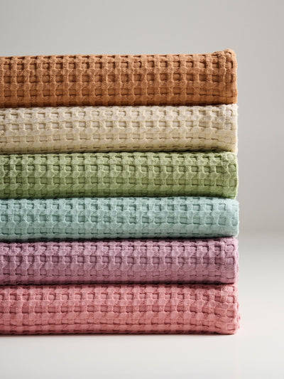 Chalk Cotton Waffle Bath Towel Salted Brick