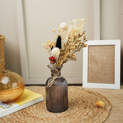 Ocean Crest Black Glass Vase with Dried Flowers | Modern Home Décor - https://artecasa.in/