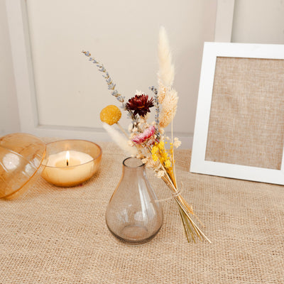 Midnight Bloom Black Glass Vase with Dried Flowers | Decorative Floral Vase for Modern Home Décor - https://artecasa.in/
