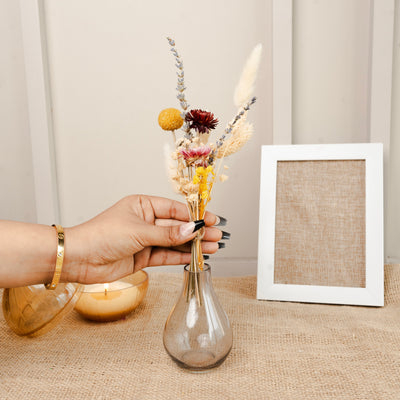 Midnight Bloom Black Glass Vase with Dried Flowers | Decorative Floral Vase for Modern Home Décor - https://artecasa.in/
