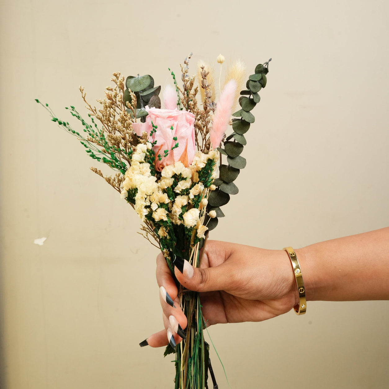 Blush & Bloom Preserved Pink Rose Bouquet | Handmade Dried Flower Bouquet for Gifting & Home Décor