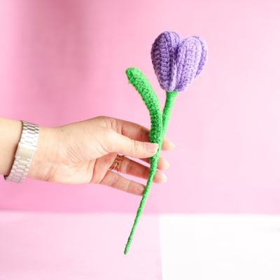 Handcrafted Tulip crochet Rakhi hamper (Dark Purple)