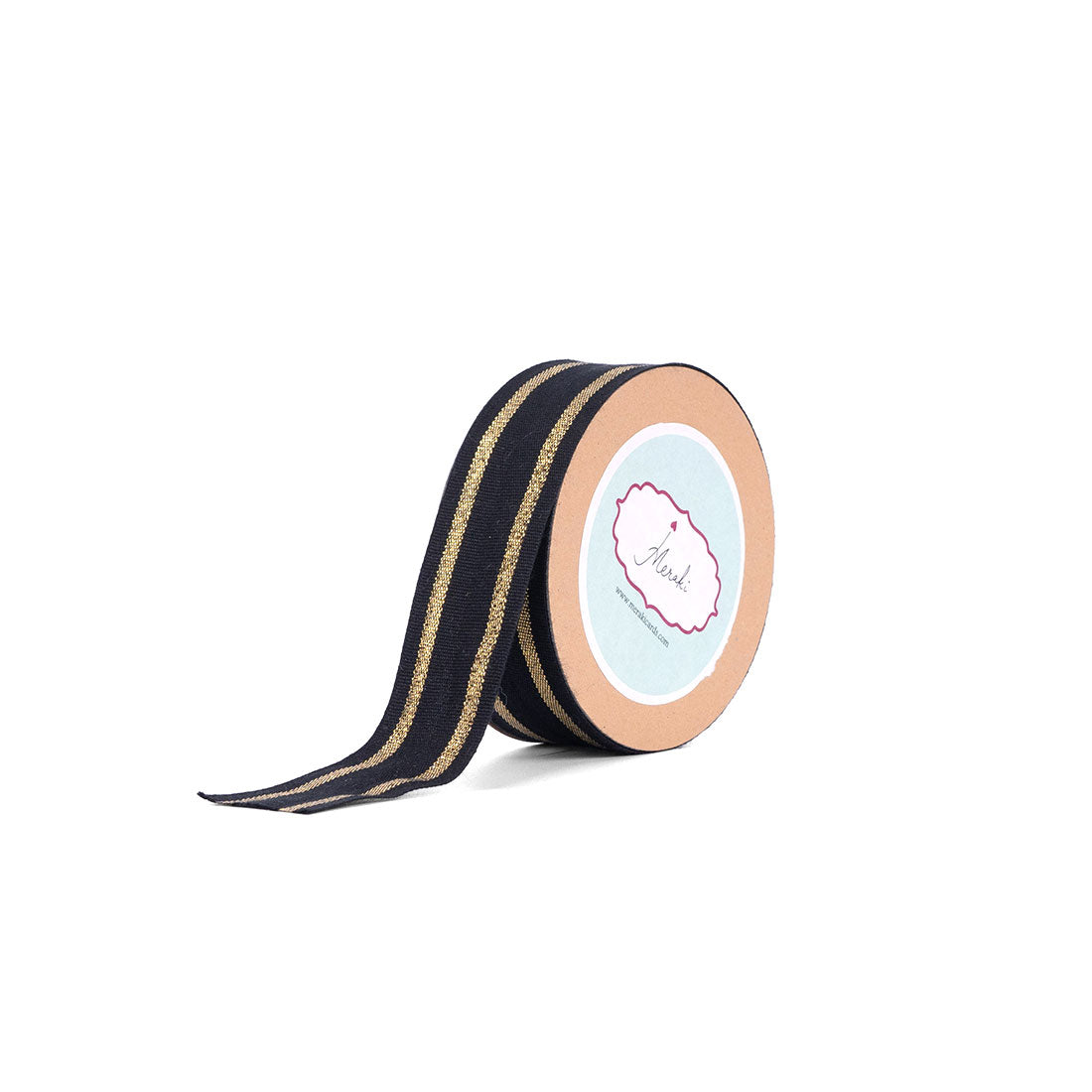 Cotton With Gold Stripes Ribbon