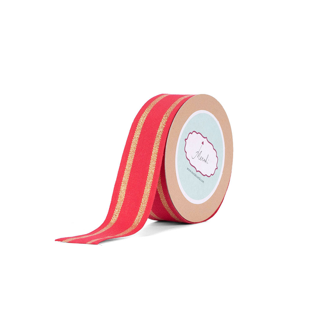 Cotton With Gold Stripes Ribbon