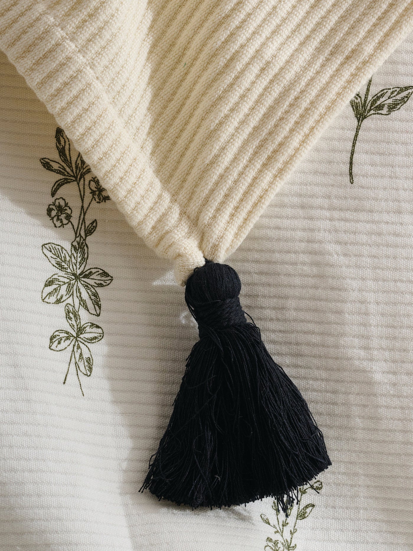 Cream Plume Cotton Bamboo Cord Rib Throw