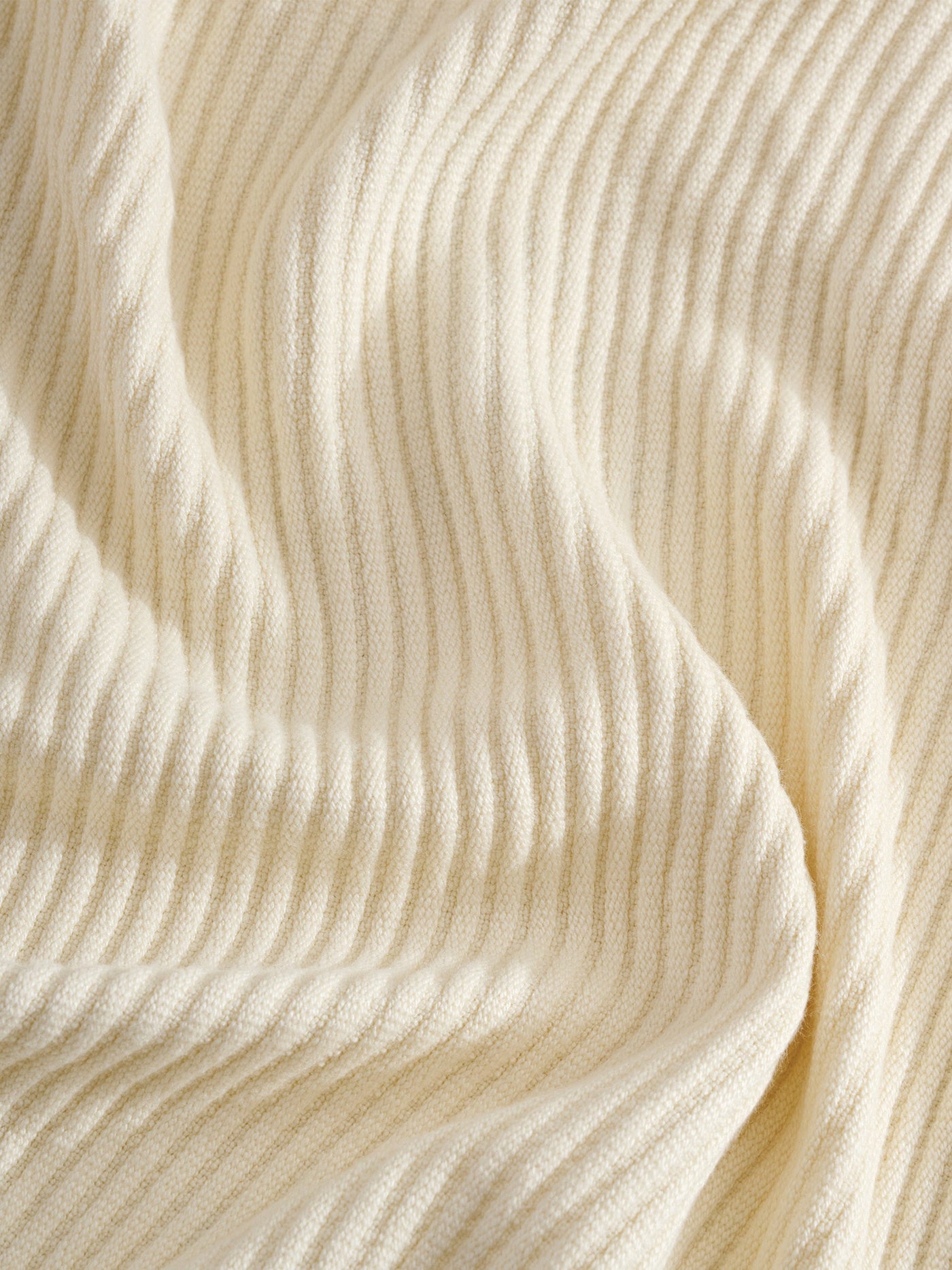 Cream Plume Cotton Bamboo Cord Rib Throw