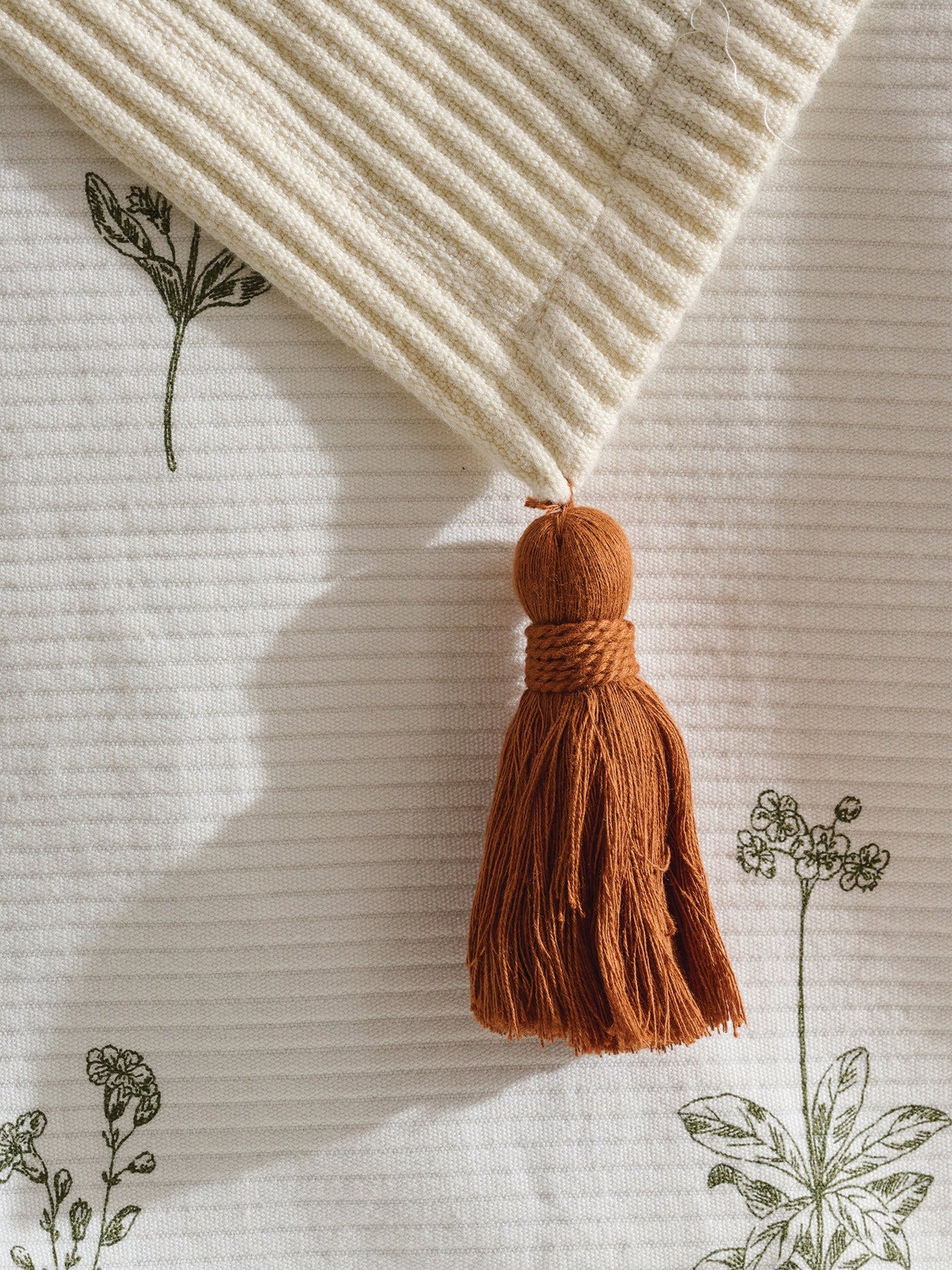 Cream Plume Cotton Bamboo Cord Rib Throw