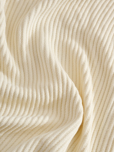 Cream Plume Cotton Bamboo Cord Rib Throw