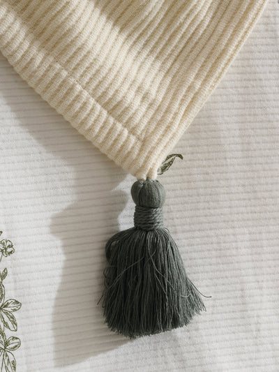 Cream Plume Cotton Bamboo Cord Rib Throw