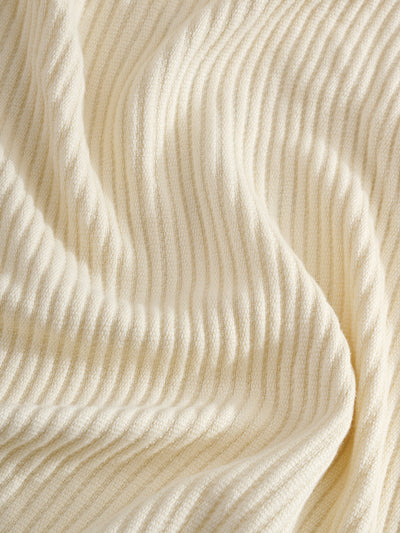 Cream Plume Cotton Bamboo Cord Rib Throw