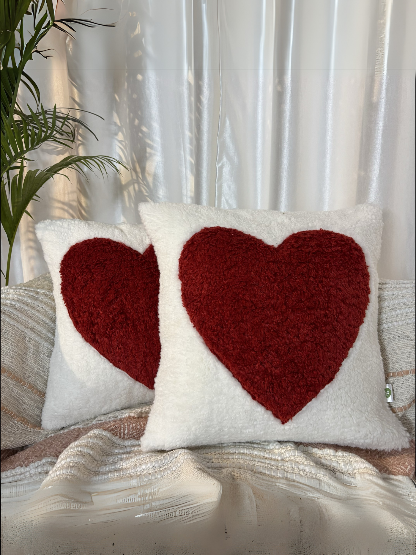 Classic Red Heart Tufted Valentine's Cushion Cover