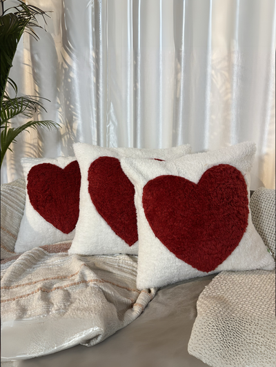 Classic Red Heart Tufted Valentine's Cushion Cover