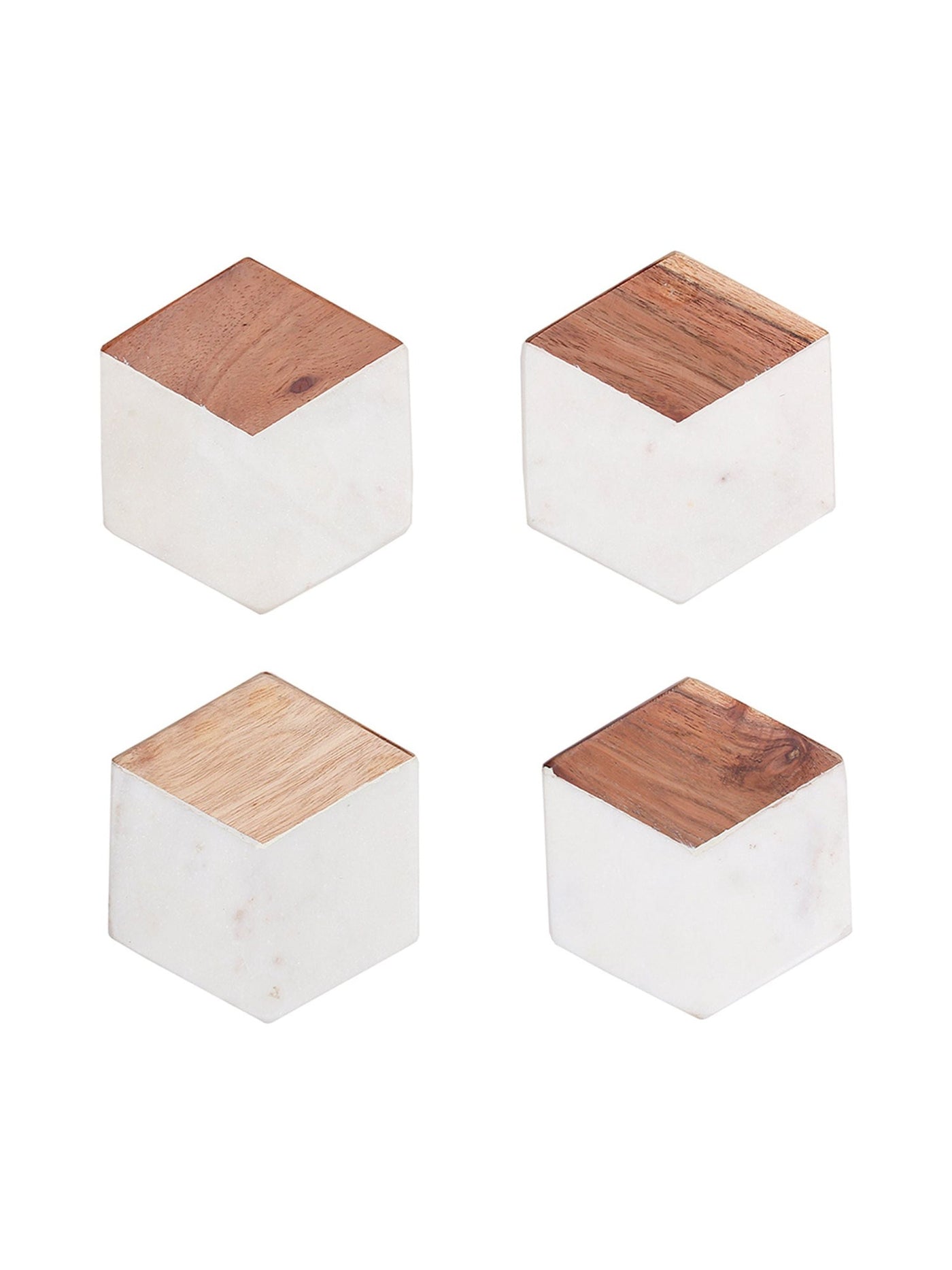 Marble & Wooden Coaster - Vallam Set of 4