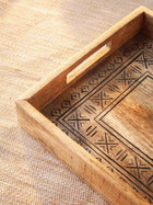 Carved Wood Rectangle Tray Black