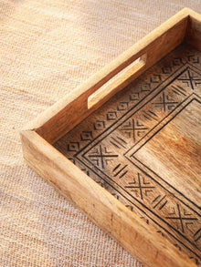 Carved Wood Rectangle Tray Black