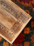 Carved Wood Rectangle Tray Black