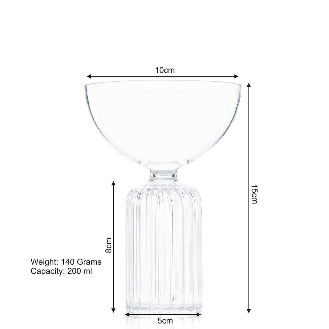 Centennial Stem Designer Cup Glass | 200ml | Set of 2,4,6
