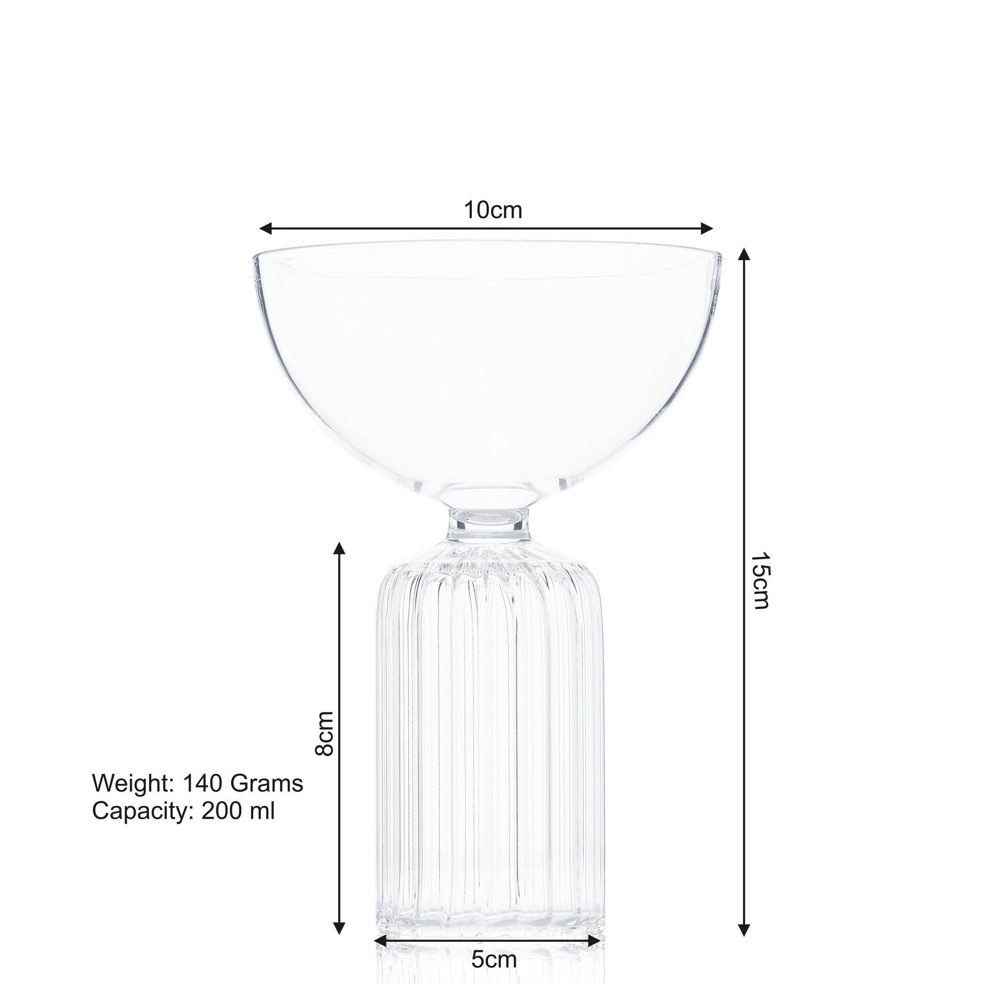 Centennial Stem Designer Cup Glass | 200ml | Set of 2,4,6
