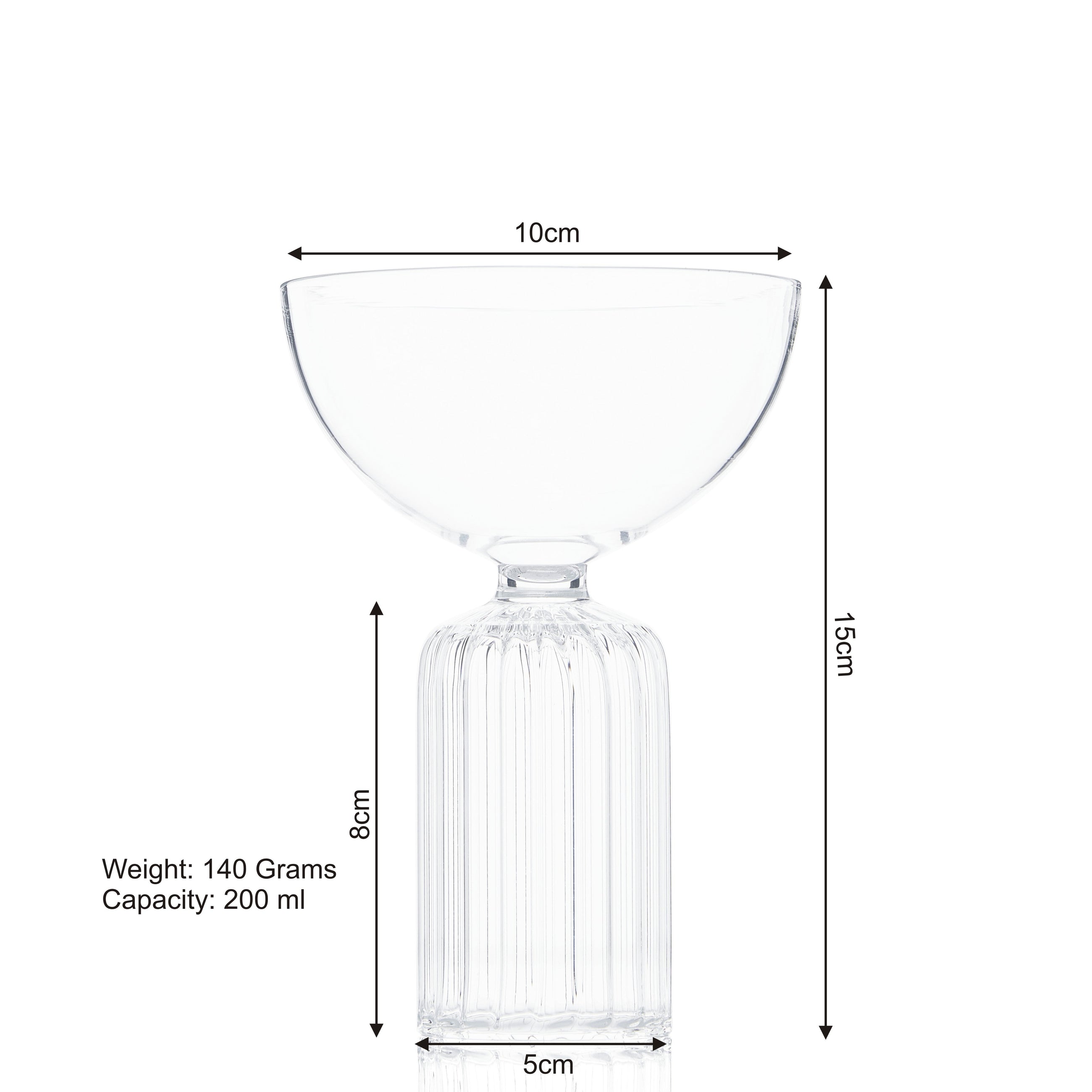 Centennial Stem Designer Cup Glass | 200ml | Set of 2,4,6