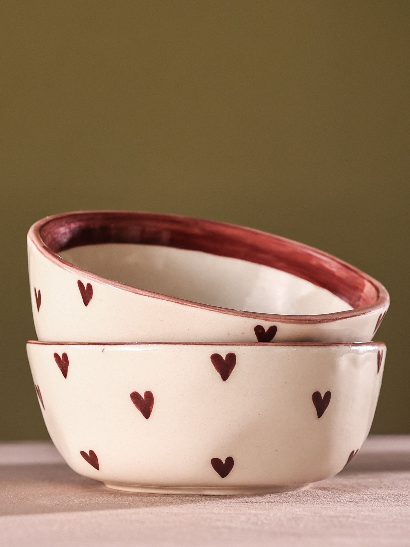 Ceramic Bowl - Lovestruck Red