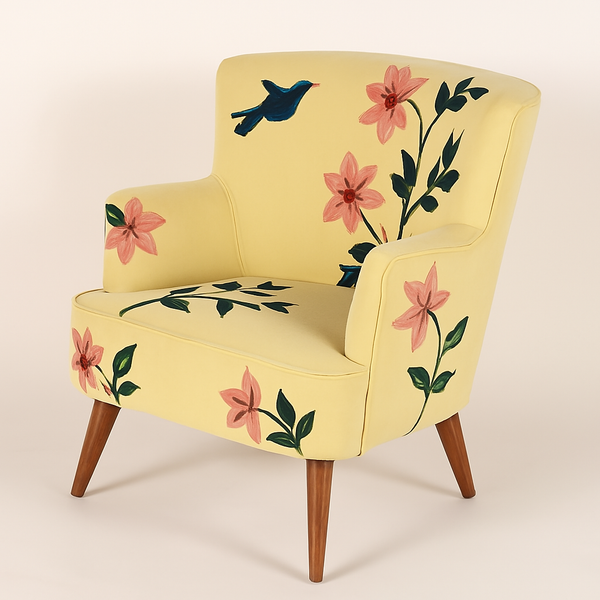 Alcove Velvet Lounge Chair in Sunshine Yellow Color