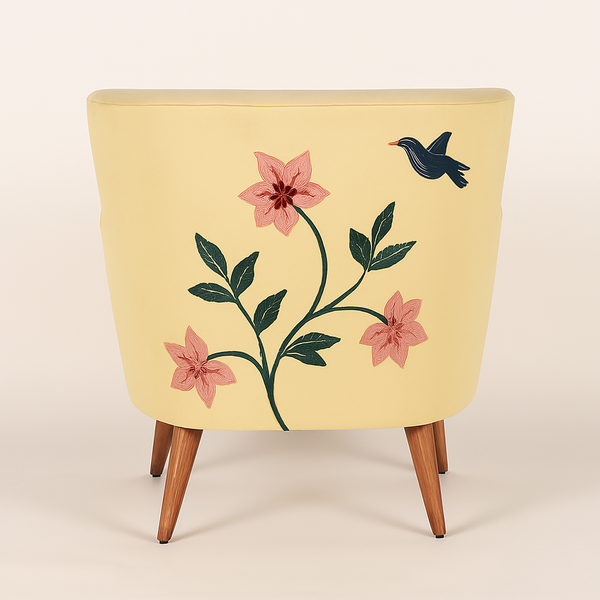 Alcove Velvet Lounge Chair in Sunshine Yellow Color
