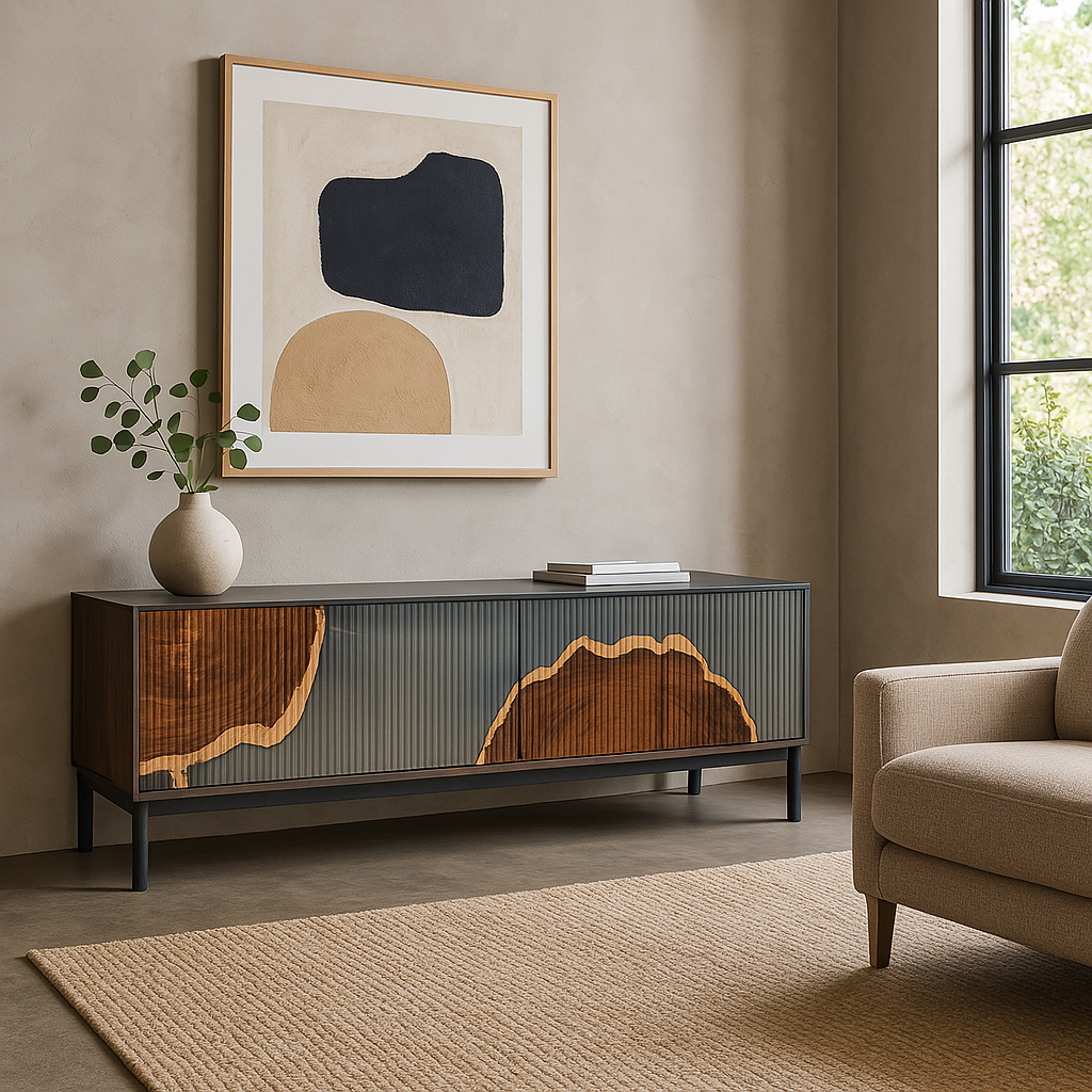 Live-Edge Wood & Epoxy Resin TV Media Unit