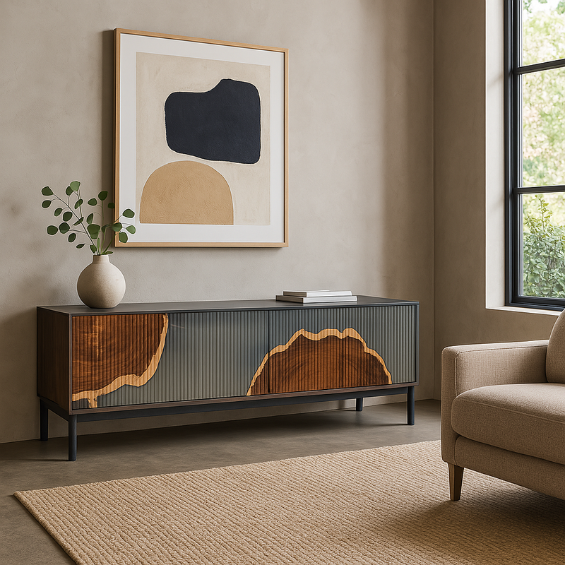 Live-Edge Wood & Epoxy Resin TV Media Unit