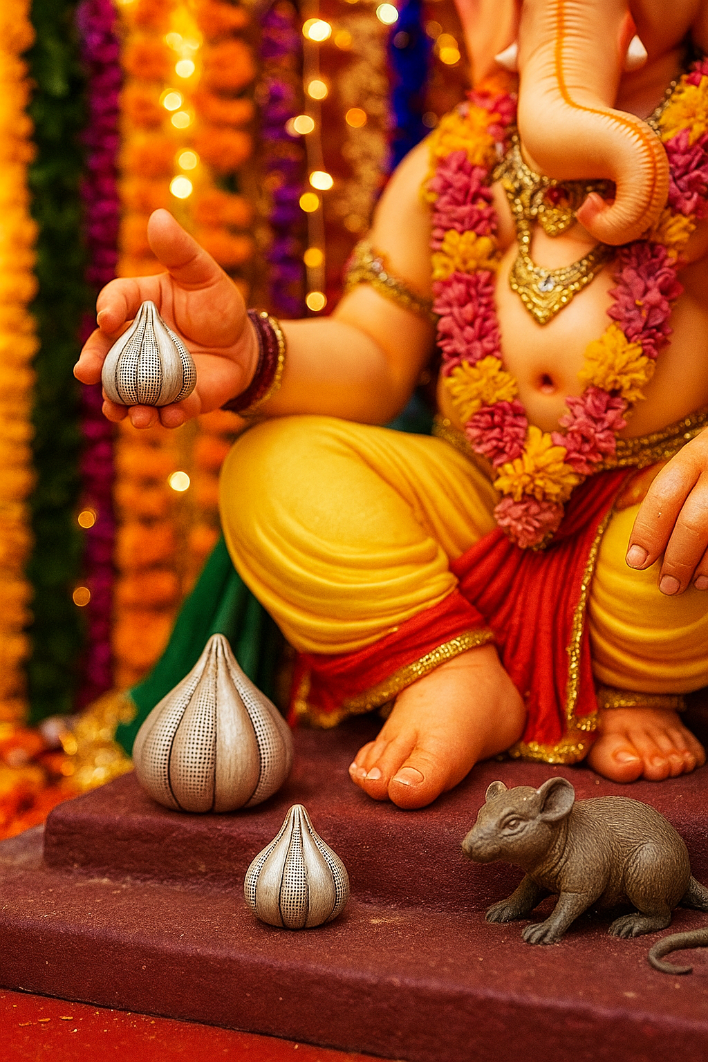 Set of Three Silver Modaks – Tranquil Blessings