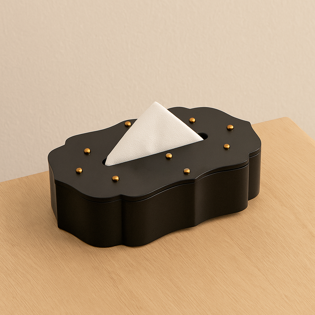 Vintage Tissue Box Black dark black leather tissue box holder India - The Mage Home