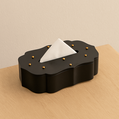 Vintage Tissue Box Black dark black leather tissue box holder India - The Mage Home