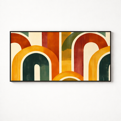 Golden Archways – Colorful Retro Modern Canvas Wall Art 48x24