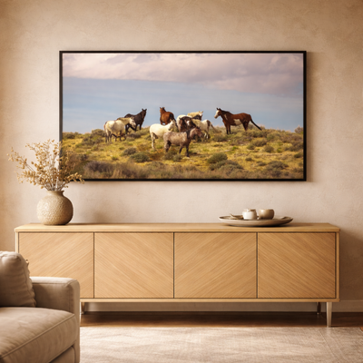 Wild Horizon – Horse Landscape Canvas Wall Art 48x24