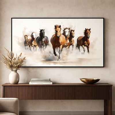 Freedom Charge – Running Horses Modern Canvas Art 48x24