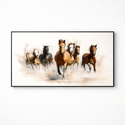 Freedom Charge – Running Horses Modern Canvas Art 48x24