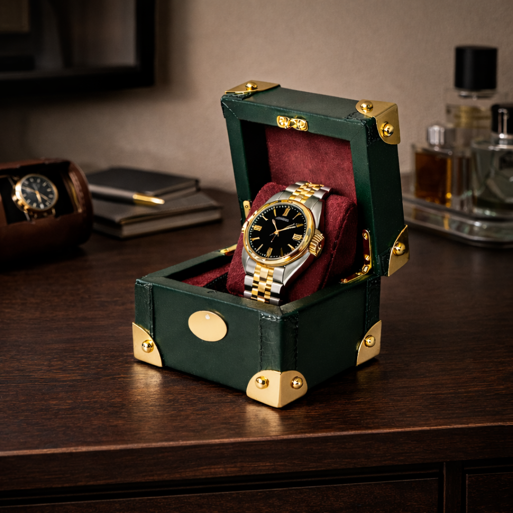 Montre Watch Box single watch leather suede lined India - The Mage Home