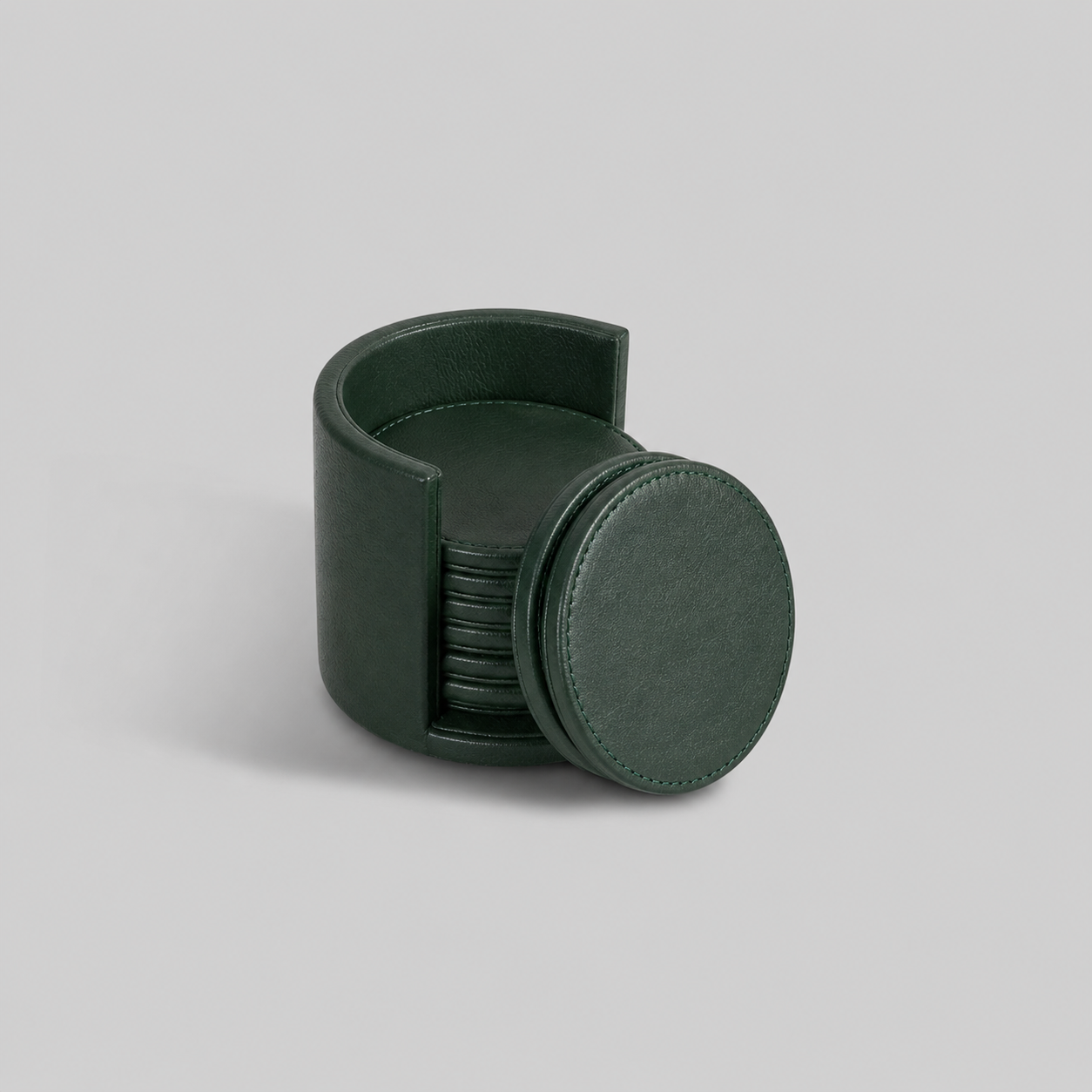 Leather Coasters with Holder (Set of 4)