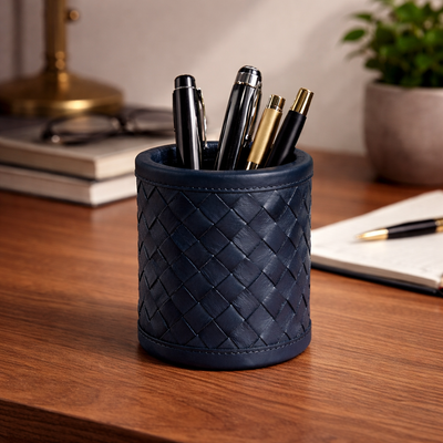 Blayn Holder genuine leather bottle or pen holder desk organiser India - The Mage Home