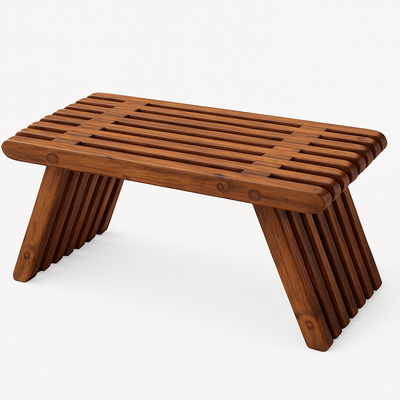 Modern Wooden Slatted Shower Bench