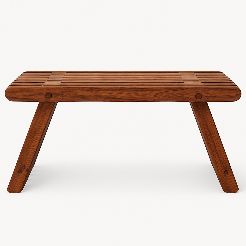 Modern Wooden Slatted Shower Bench