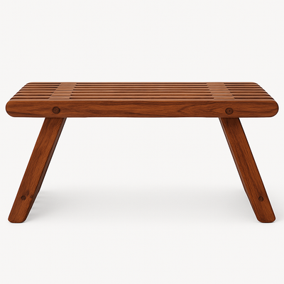 Modern Wooden Slatted Shower Bench